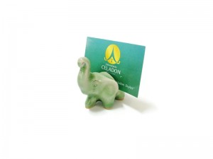 Celadon Tiny Elephant Card Holder