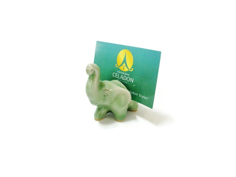 Celadon Tiny Elephant Card Holder