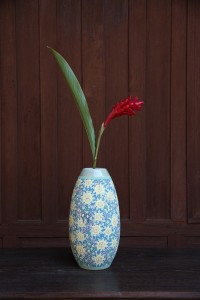 Vase with Yellow flower handpainted 