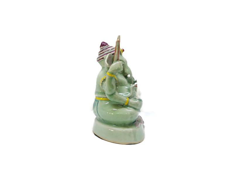 Celadon Ganesha - L Painted on glaze
