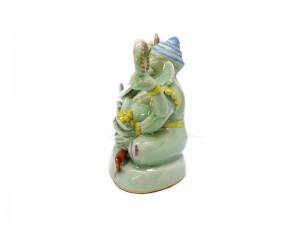 Celadon Ganesha - M Painted on glaze