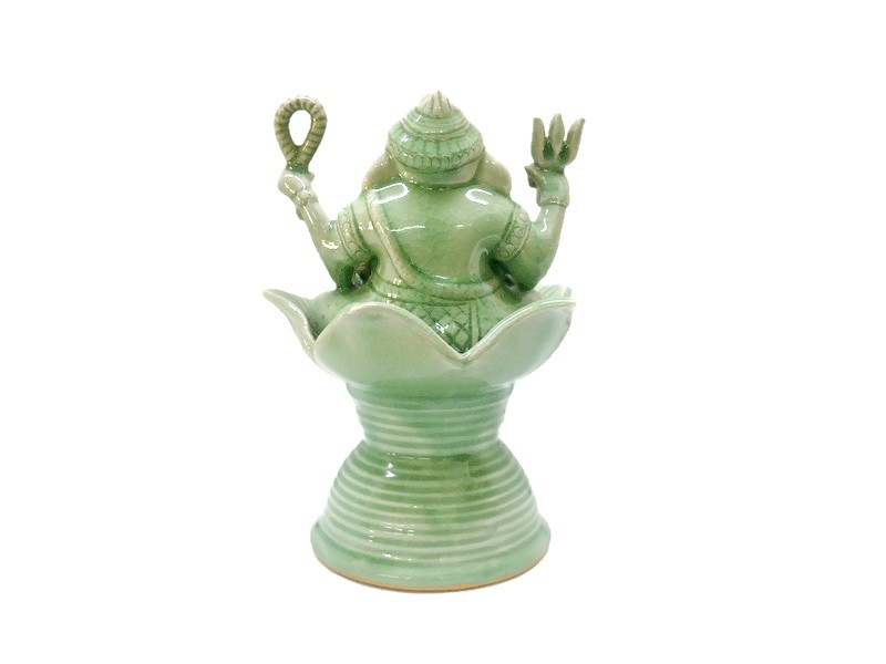 Celadon Ganesha - S with Lotus Base