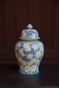 Ginger Jar with Yellow flower painted.