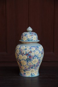 Ginger Jar with Yellow flower painted.