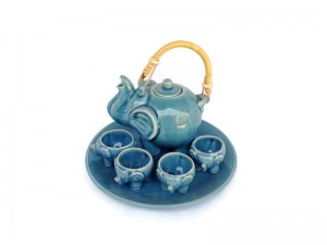 Blue Celadon Elephant Tea Set
