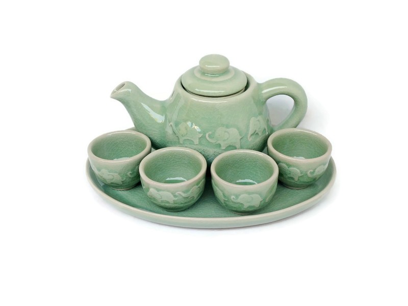 Tiny Celadon Tea Set