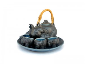 Black Elephant Tea Set Blue Celadon