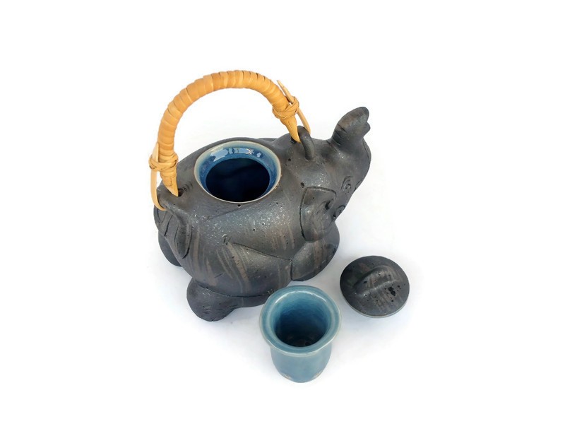 Black Elephant Tea Set Blue Celadon