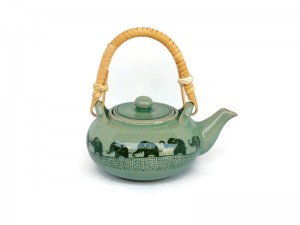 Celadon Tea Set with Elephant painted