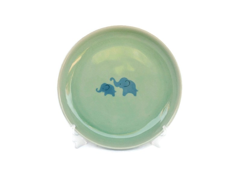 Celadon Plate Two-Tone Elephant