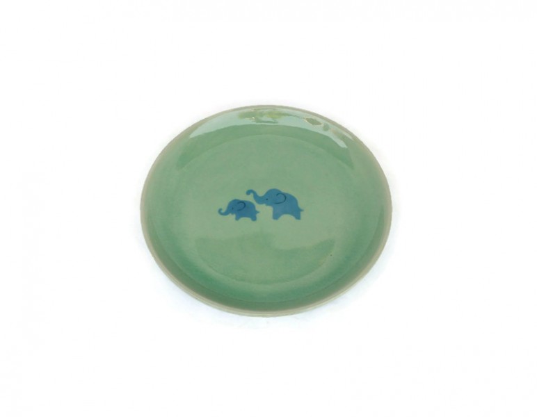 Celadon Plate Two-Tone Elephant