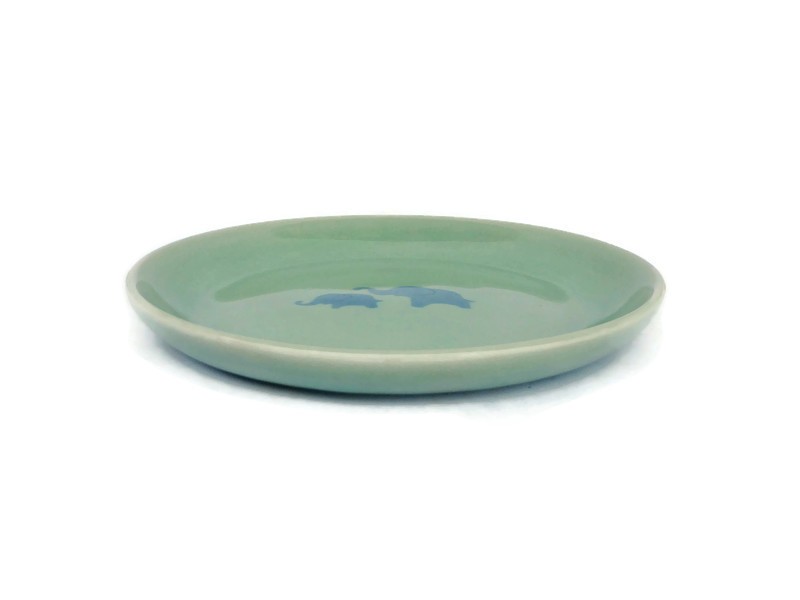 Celadon Plate Two-Tone Elephant