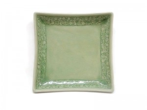 Square Celadon Plate 8 inches Kanok Design