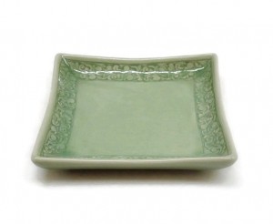 Square Celadon Plate 8 inches Kanok Design