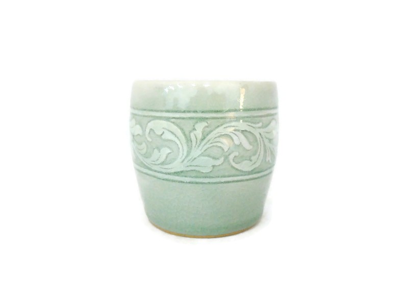 Celadon Cup Kanok carved