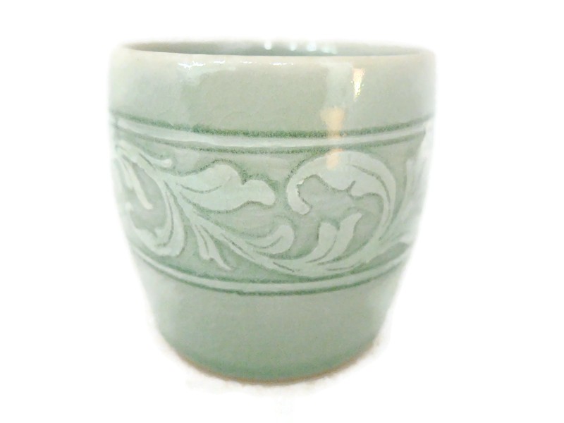 Celadon Cup Kanok carved