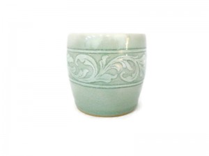 Celadon Cup Kanok carved