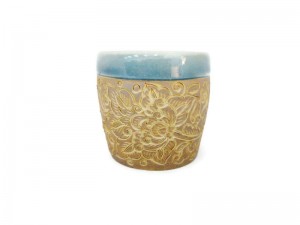 Blue Celadon Cup Brown Pudtan carved