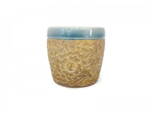 Blue Celadon Cup Brown Pudtan carved