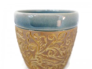 Blue Celadon Cup Brown Pudtan carved