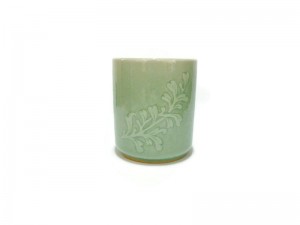 Celadon Cup White Leaf Glazed