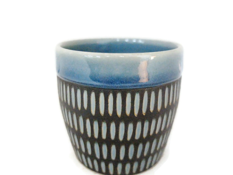 Blue Celadon Cup Rice carved Design