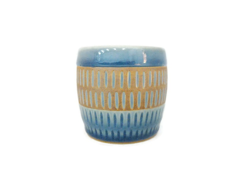 Blue Celadon Cup Rice carved Design