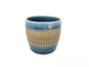 Blue Celadon Cup Rice carved Design