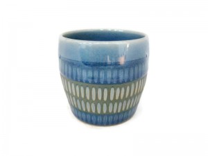 Blue Celadon Cup Rice carved Design