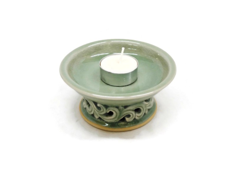 Openwork Celadon Tray for Candle