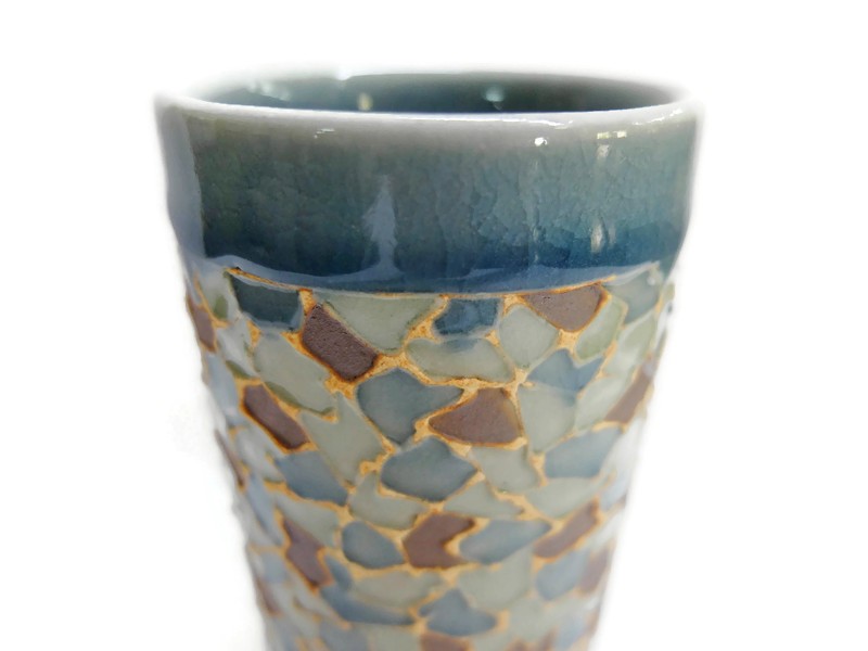 Tall Celadon Cup Mosaic Design