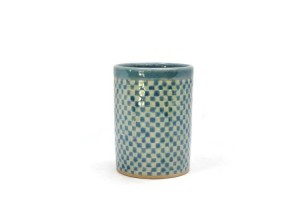 Giant Blue and Green Gingham Celadon Cup