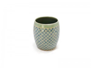 BLUE AND GREEN GINGHAM CELADON BIG CUP