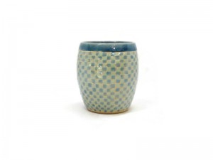 BLUE AND GREEN GINGHAM CELADON BIG CUP