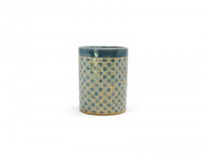 BLUE AND GREEN GINGHAM TUMBLER CELADON CUP