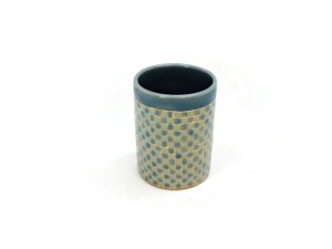 BLUE AND GREEN GINGHAM TUMBLER CELADON CUP