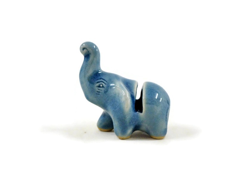 Blue Celadon Tiny Elephant Card Holder