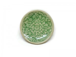 Tiny Celadon dish - Flower carved