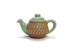 Small Celadon Tea Set - Orange Diamond