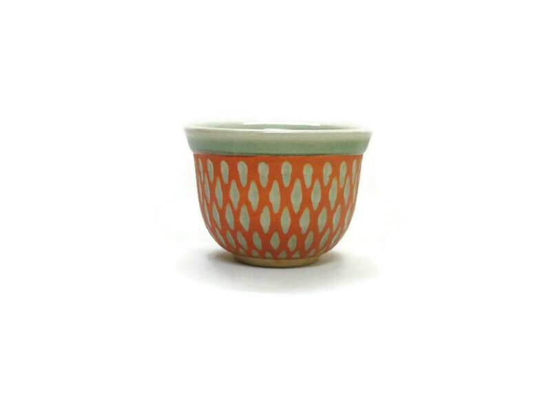 Small Celadon Tea Set - Orange Diamond