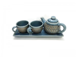 Small Celadon Tea Set - Blue Diamond