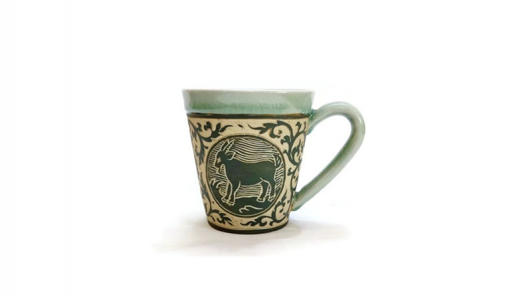 Hand-Carved Zodiac Mug 