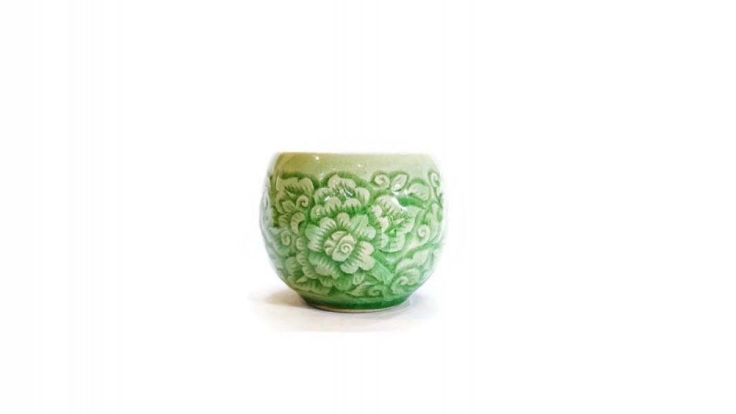 Japanese Cup Pudtan carved