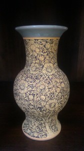 Vase Thai flower painted ----------แจกันคอยาว เพ้นต์ลายดอกไม้