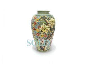Celadon Floral classic vase - แจกันคลาสสิคเพ้นต์ลายดอกไม้ไทย