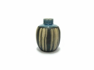 Blue celadon small vase, coffee grounds design แจกันกลมเล็ก คอกระบอก กากกาแฟ