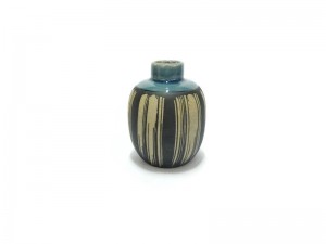 Blue celadon small vase, coffee grounds design แจกันกลมเล็ก คอกระบอก กากกาแฟ