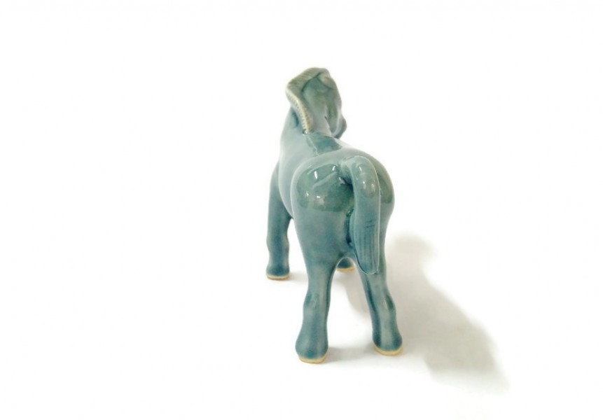 Blue celadon Horse figurine ม้าศิลาดลเคลือบสีน้ำเงิน