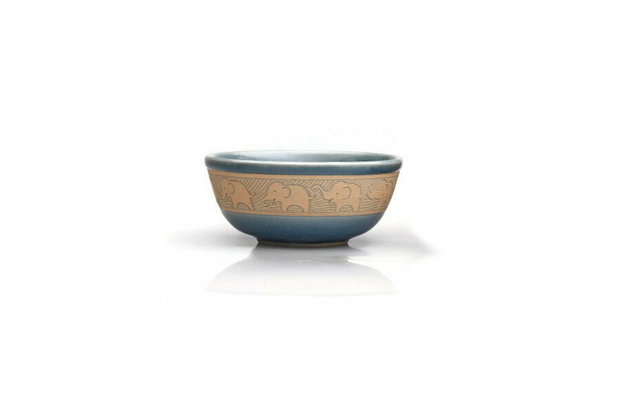 Orange elephant dessert bowl, Blue celadon