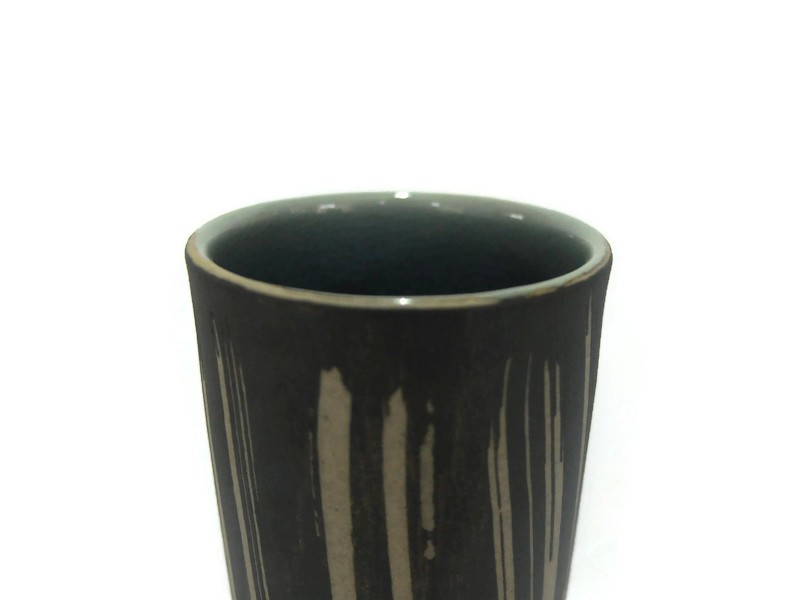 Tumbler Blue Celadon vase with coffee grounds design